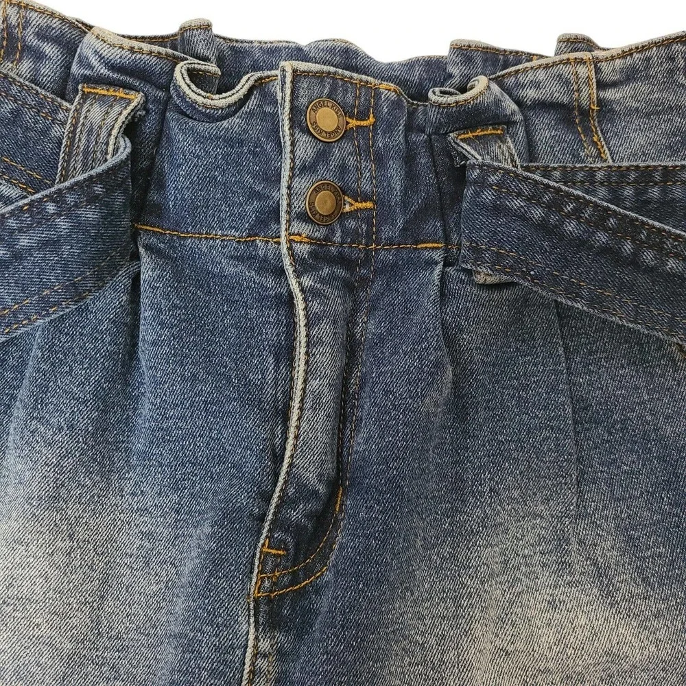 Angel Kiss Womens Size Small Paper Bag High Waist Blue Denim Jean‎ Skirt